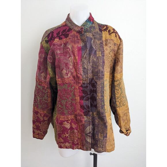 Drapers & Damons Size Large Patchwork Tribal Floral Tapestry Hippie Jacket - Picture 2 of 12